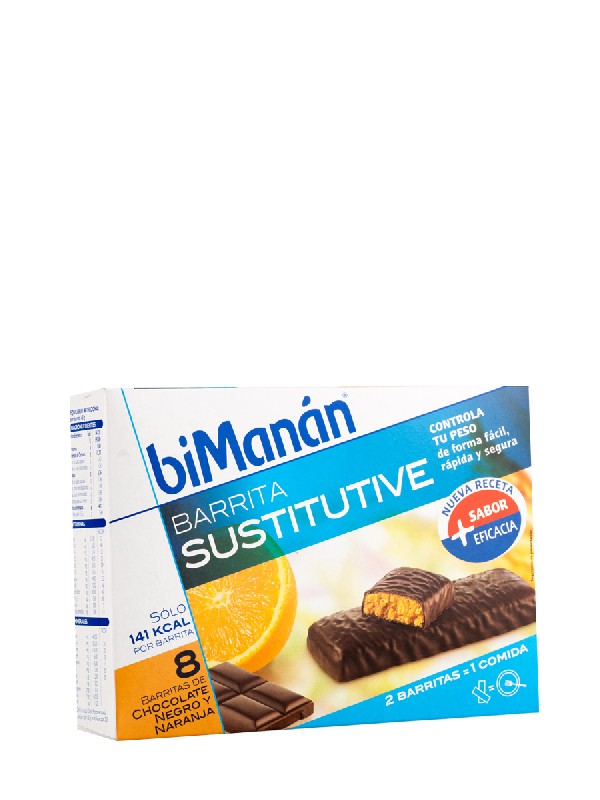 Bimanán barritas de chocolate negro y naranja, 8 unidades