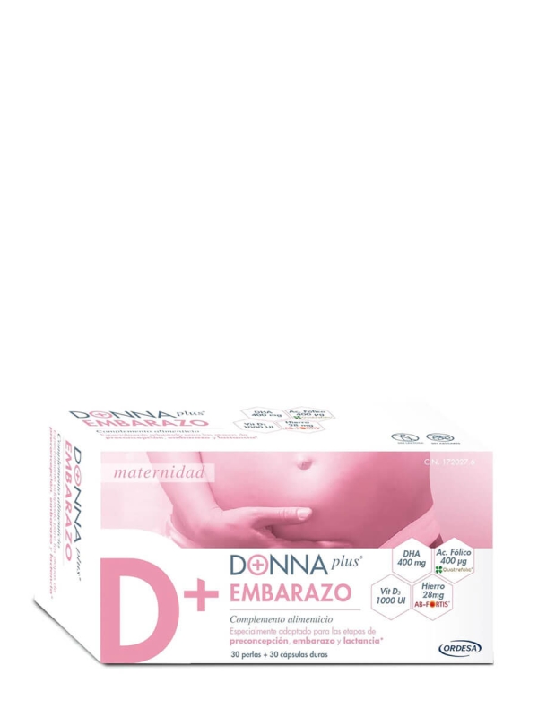 DONNA PLUS+ EMBARAZO 30 PERLAS Complemento para antes, durante el embarazo  y lactancia