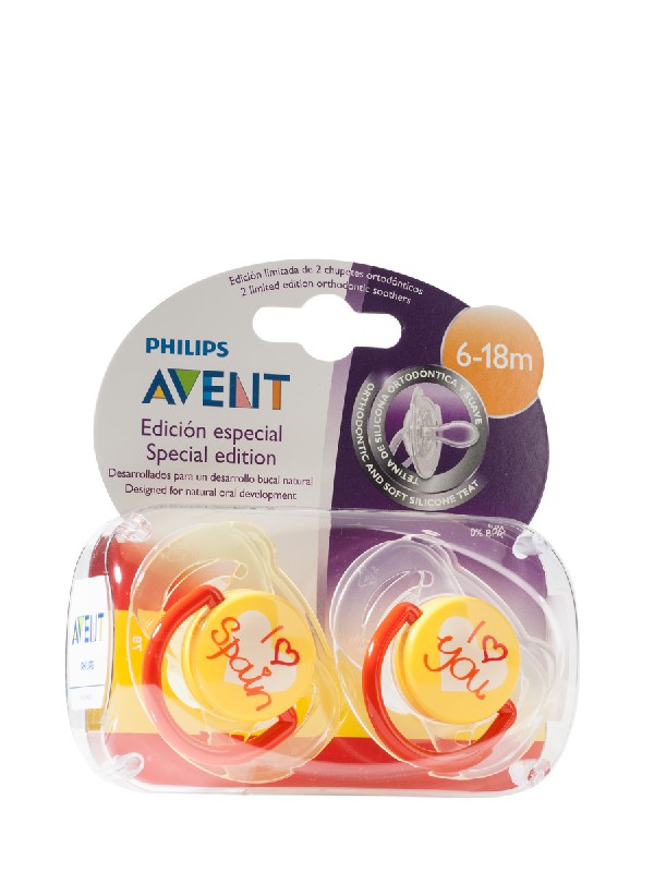 Avent chupete silicona i love spain 6 -18 m 2 und