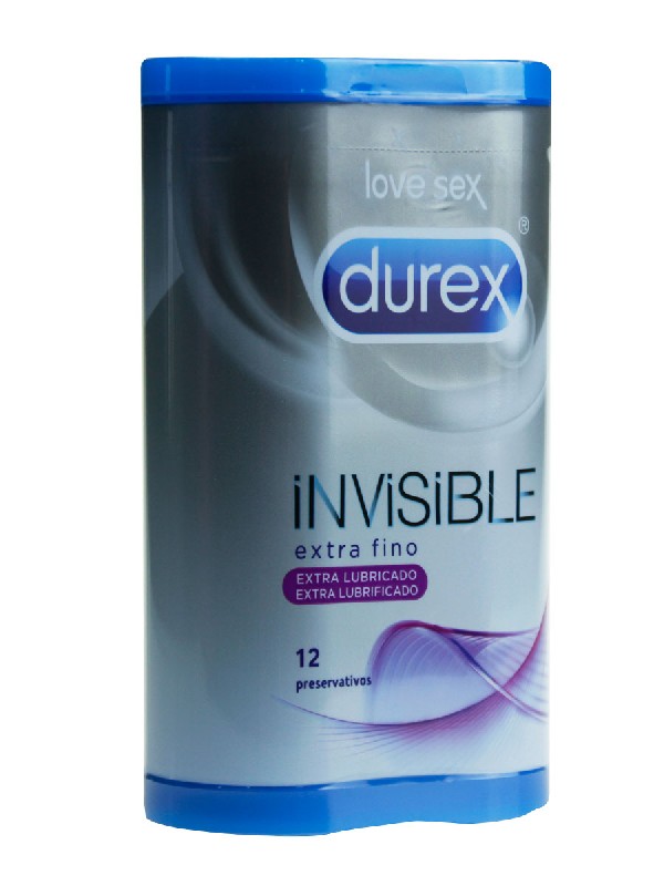 Preservativos invisibles extra lubricados de durex 12 unidades