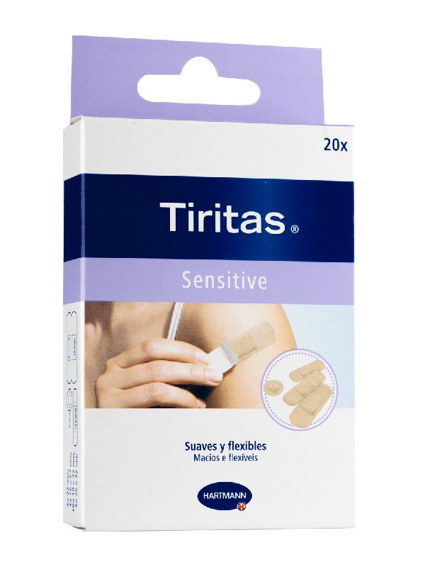 Tiritas sensitive apósito adhesivo 4 tamaños 20 unidades