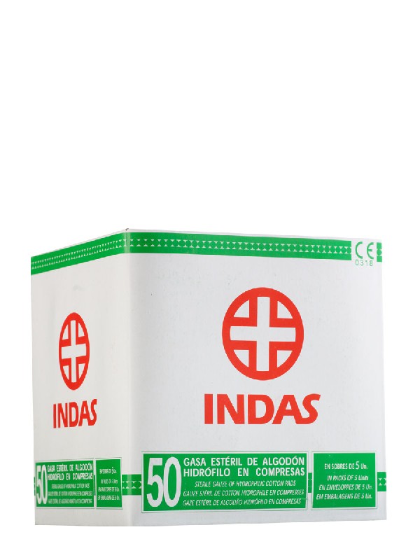 Gasa esteril algodón hidrofilo indas 50 unidades